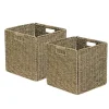 Lot de 2 paniers de rangement pliables jonc de mer 31 x 31 x 31 cm