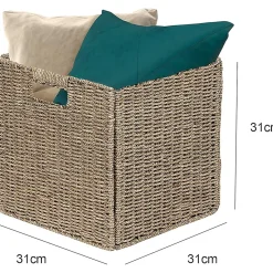 Lot de 2 paniers de rangement pliables jonc de mer 31 x 31 x 31 cm