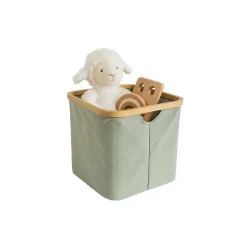 Lot de 6 Paniers de Rangement Hyppolite en tissu vert 30 x 30 x 30 cm