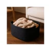 Lot de 6 paniers de rangement en coton noir 37 x 33 x 15 cm