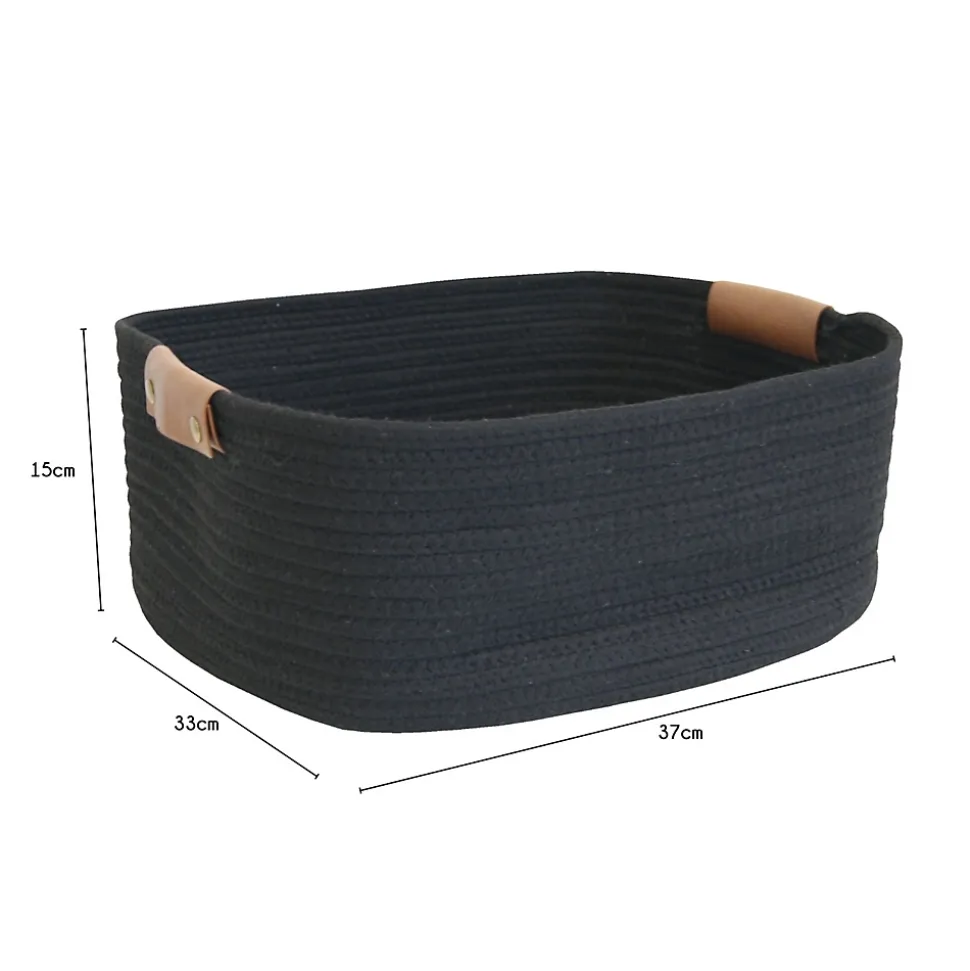 Lot de 6 paniers de rangement en coton noir 37 x 33 x 15 cm