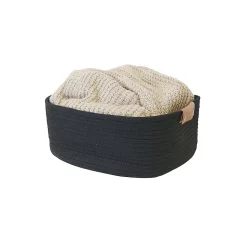 Lot de 6 paniers de rangement en coton noir 37 x 33 x 15 cm