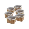 Lot de 6 paniers de rangement bambou tissu blanc 31 x 31 x 20 cm