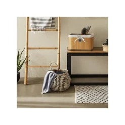 Lot de 6 paniers de rangement bambou tissu blanc 31 x 31 x 20 cm