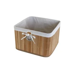 Lot de 6 paniers de rangement bambou tissu blanc 31 x 31 x 20 cm
