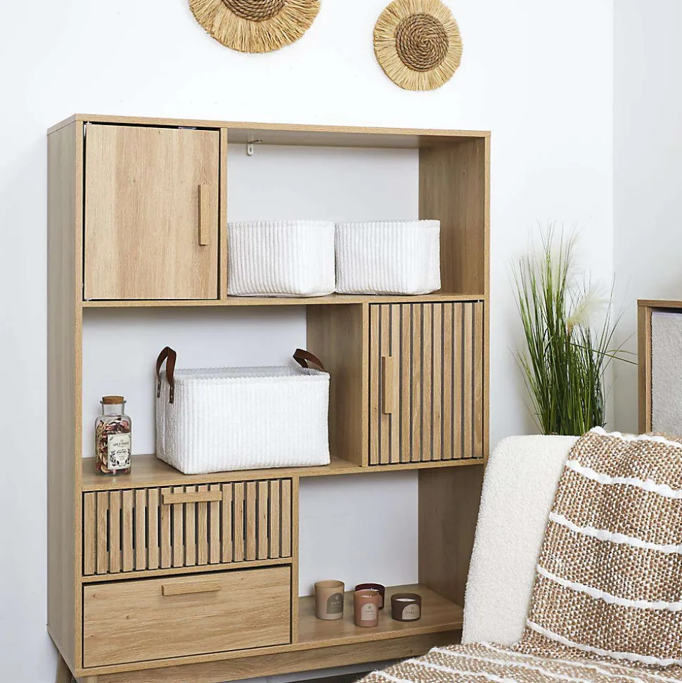 Lot de 3 paniers de rangement en tissu côtelé