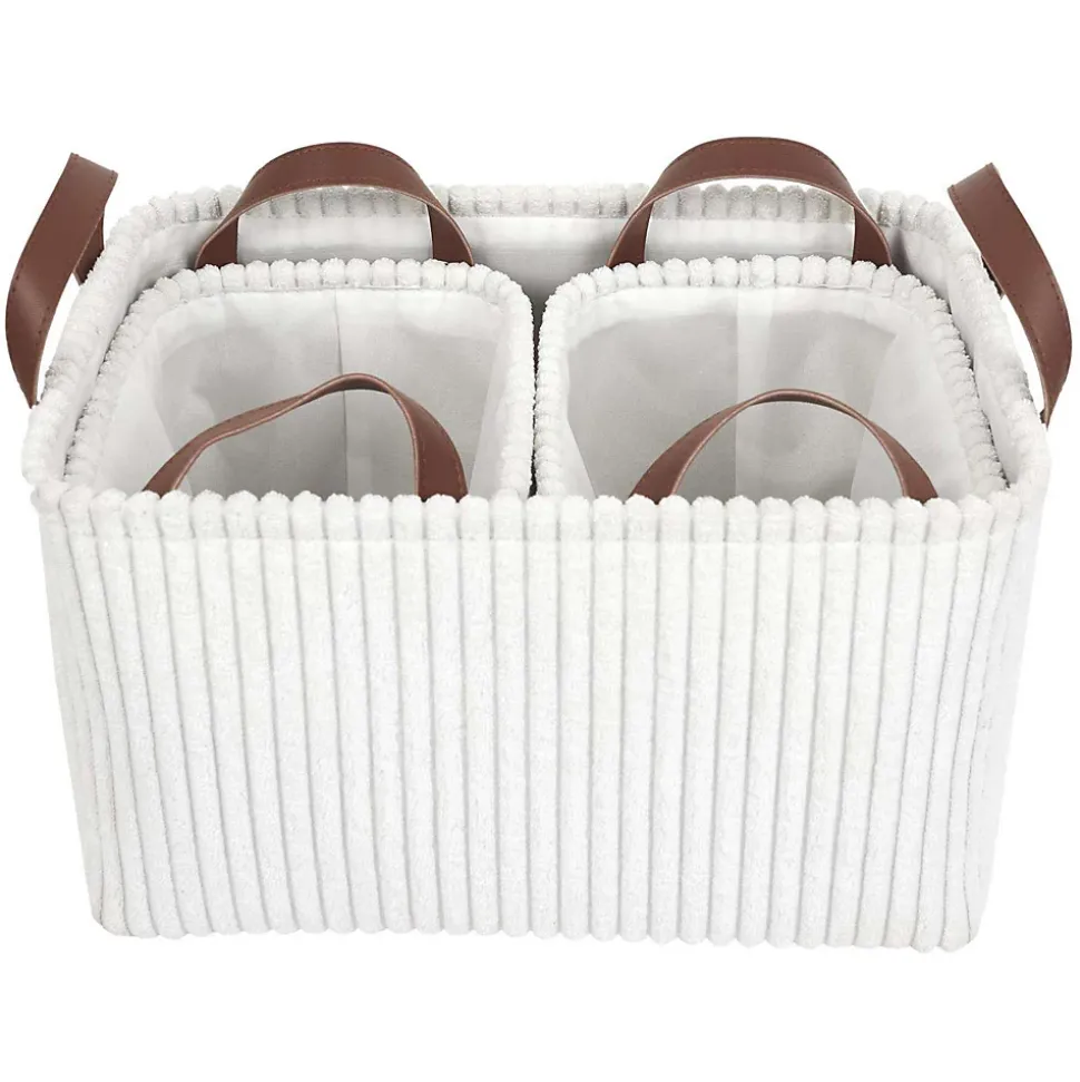 Lot de 3 paniers de rangement en tissu côtelé