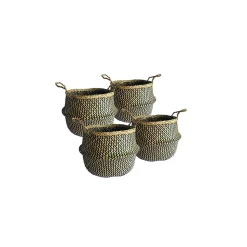 Lot de 4 paniers de rangement en jonc de mer naturel 25 x 25 cm