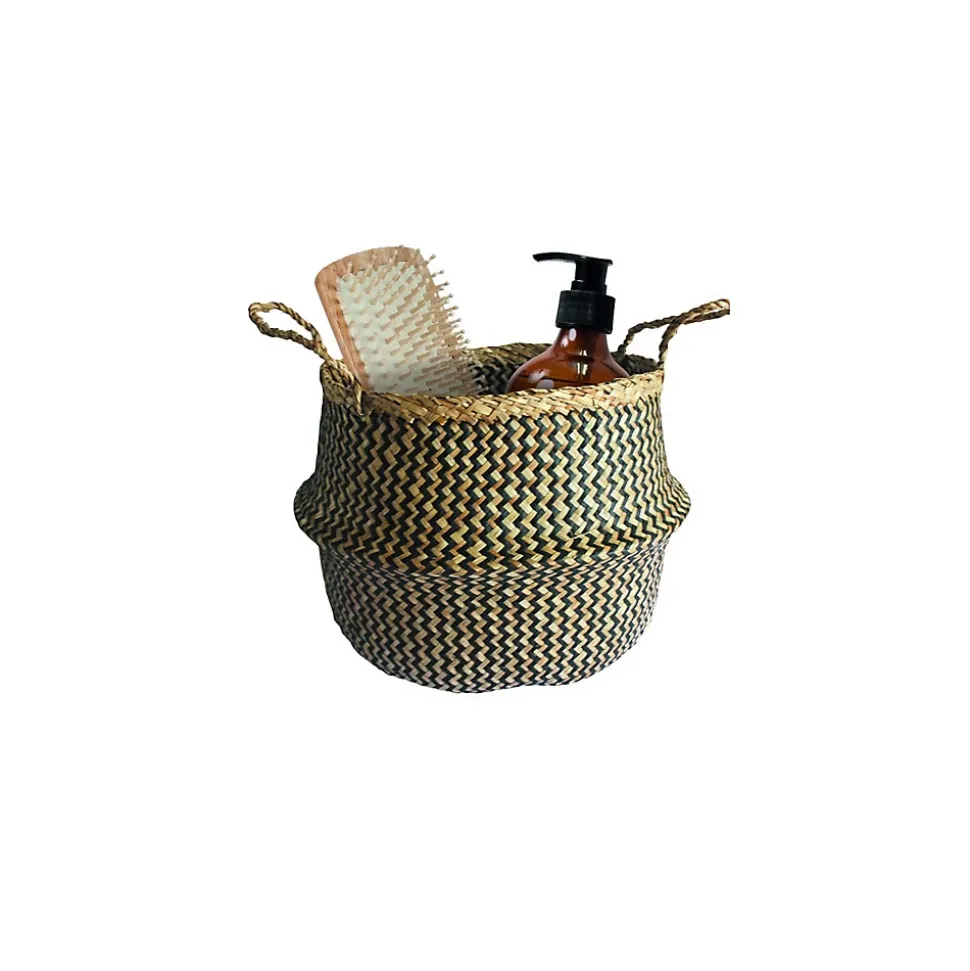 Lot de 4 paniers de rangement en jonc de mer naturel 25 x 25 cm