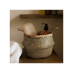 Lot de 4 paniers de rangement en jonc de mer naturel 25 x 25 cm