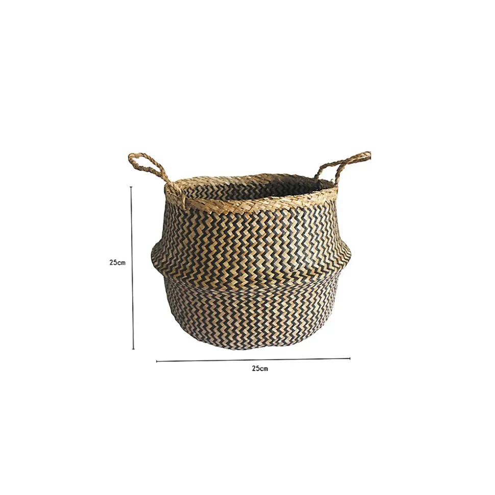 Lot de 4 paniers de rangement en jonc de mer naturel 25 x 25 cm