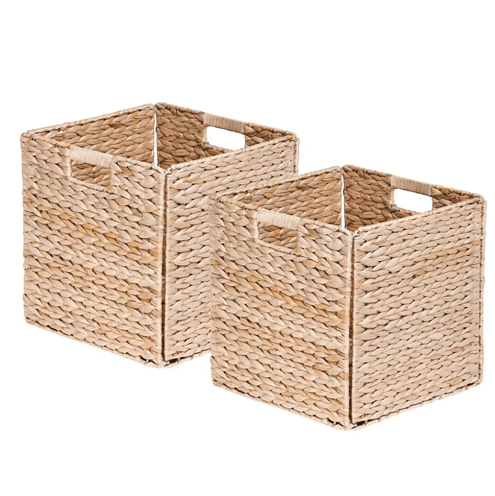 Lot de 2 paniers de rangement pliables jacinthe d'eau 31 x 31 x 31 cm