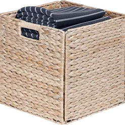 Lot de 2 paniers de rangement pliables jacinthe d'eau 31 x 31 x 31 cm