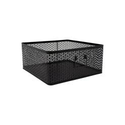 Lot de 3 paniers de rangement en métal noir 32 x 32 x 14 cm