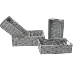 Lot de 4 paniers empilables en Métal et papier