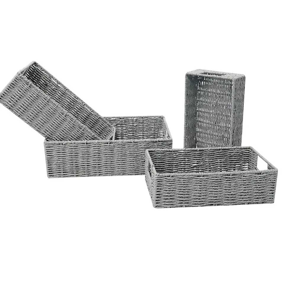 Lot de 4 paniers empilables en Métal et papier