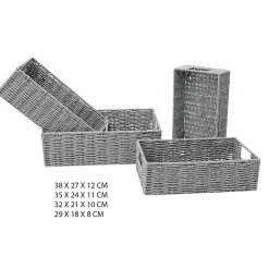 Lot de 4 paniers empilables en Métal et papier