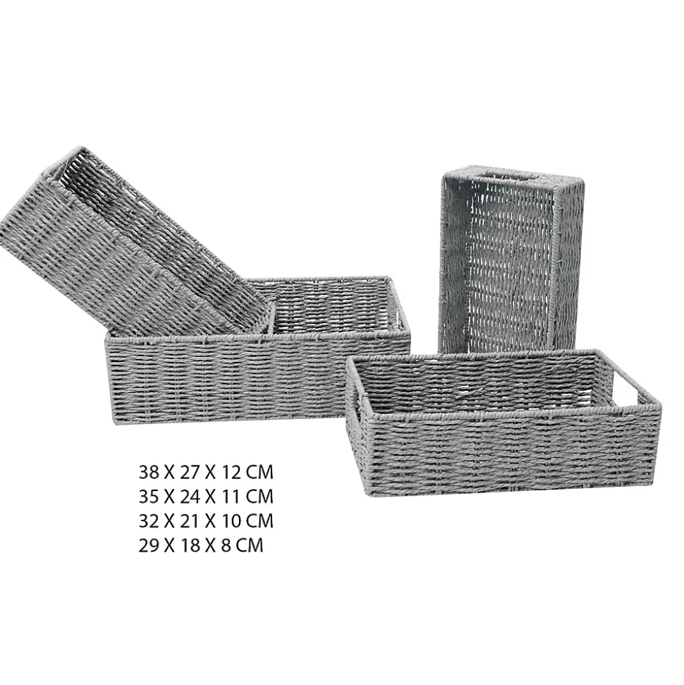 Lot de 4 paniers empilables en Métal et papier