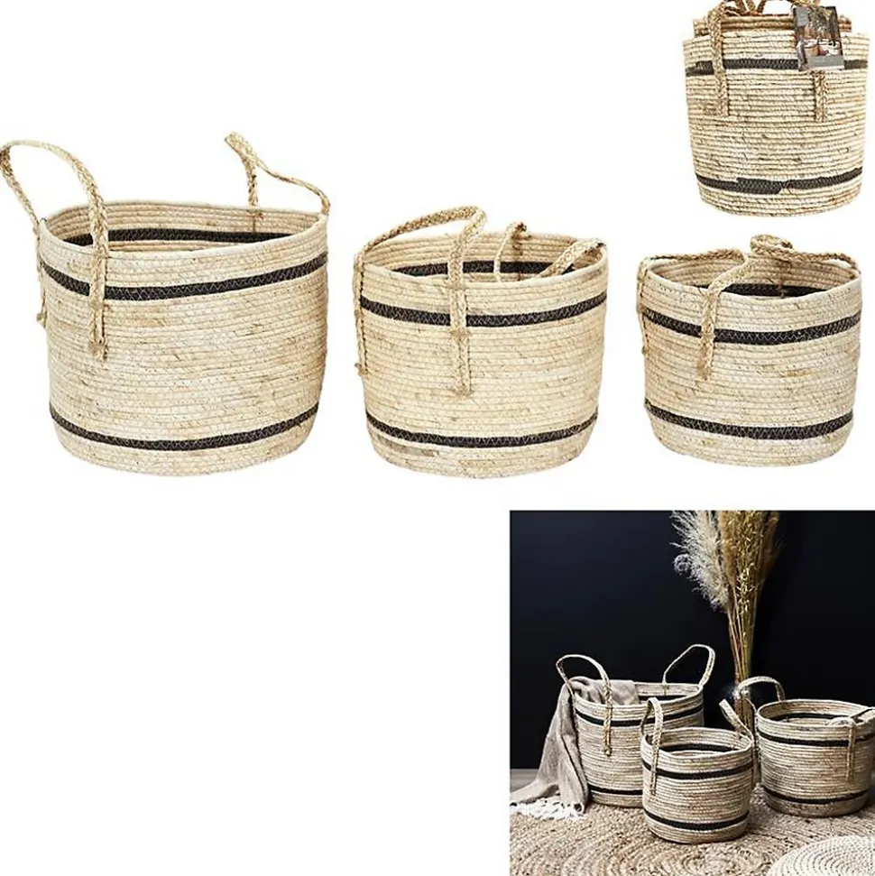 Lot de 3 Paniers en fibre de maïs