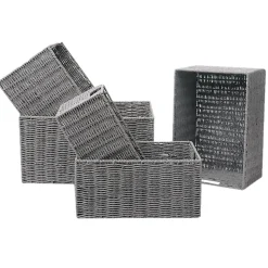 Lot de 5 paniers haut empilables en Métal et papier