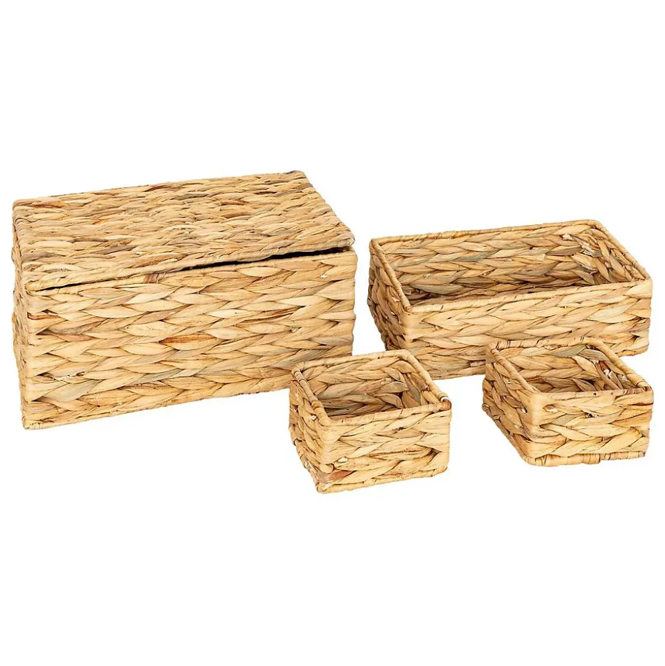 Lot de 4 paniers Lia jacinthe d'eau L12/27/33cm - Atmosphera