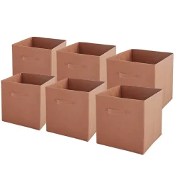 Lot de 6 paniers pliables en tissu terracotta 31 x 31 x 31 cm