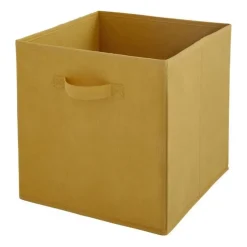 Lot de 6 paniers pliables en tissu jaune 27 x 27 x 27 cm