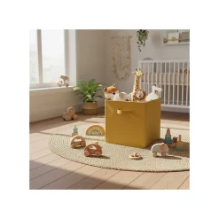 Lot de 6 paniers pliables en tissu jaune 27 x 27 x 27 cm