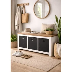 Lot de 6 paniers pliables en tissu noir 31 x 31 x 31 cm