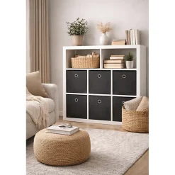 Lot de 6 paniers pliables en tissu noir 31 x 31 x 31 cm