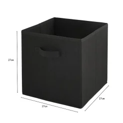 Lot de 12 paniers pliables en tissu noir 27 x 27 x 27 cm