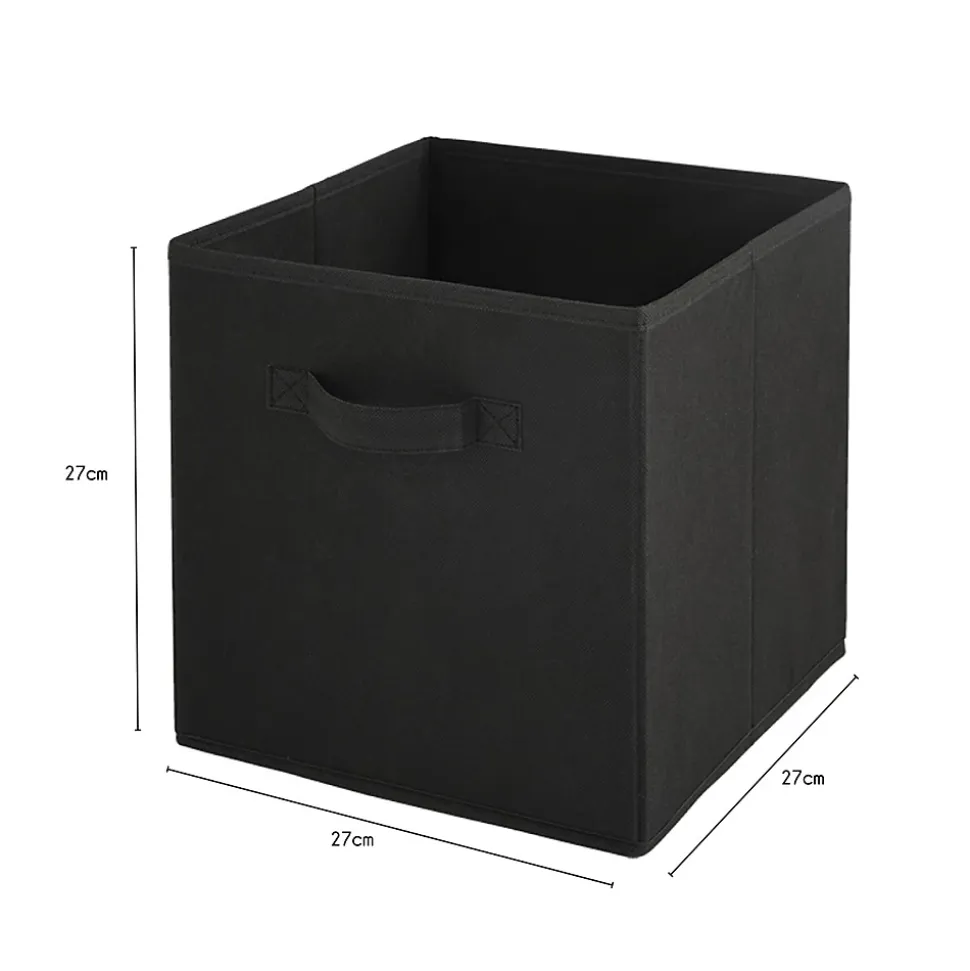 Lot de 12 paniers pliables en tissu noir 27 x 27 x 27 cm