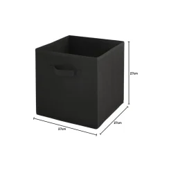 Lot de 6 paniers pliables en tissu noir 27 x 27 x 27 cm