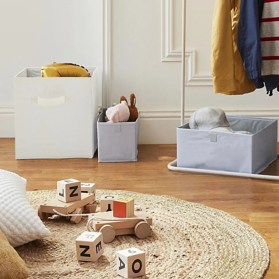 Lot de 6 paniers pliables en tissu blanc 27 x 27 x 27 cm