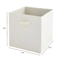 Lot de 6 paniers pliables en tissu blanc 27 x 27 x 27 cm