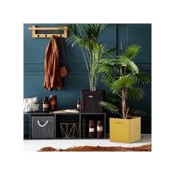 Lot de 12 paniers pliables en tissu jaune moutarde 31 x 31 x 31 cm