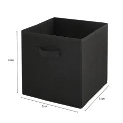 Lot de 12 paniers pliables en tissu noir 31 x 31 x 31 cm