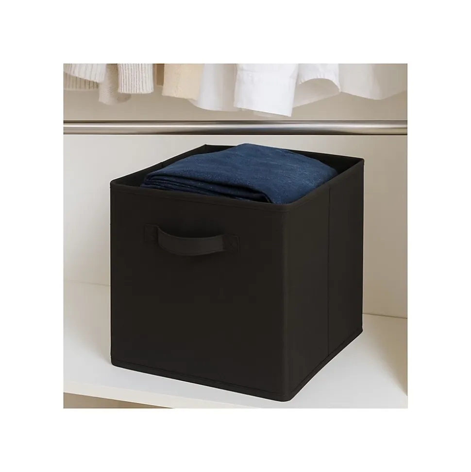 Lot de 12 paniers pliables en tissu noir 31 x 31 x 31 cm
