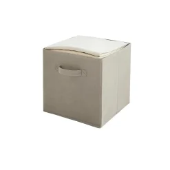 Lot de 6 paniers pliables en tissu taupe 27 x 27 x 27 cm