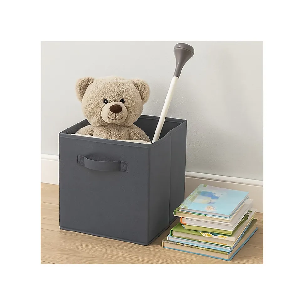 Lot de 12 paniers pliables en tissu gris anthracite 31 x 31 x 31 cm