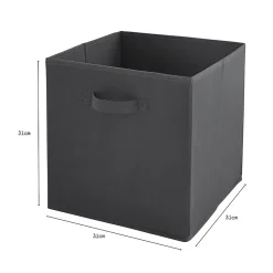 Lot de 12 paniers pliables en tissu gris anthracite 31 x 31 x 31 cm