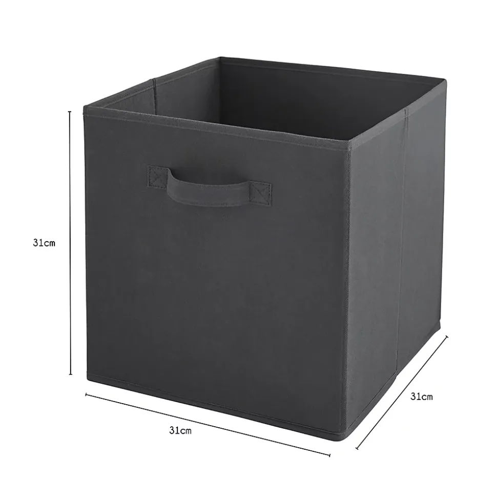 Lot de 12 paniers pliables en tissu gris anthracite 31 x 31 x 31 cm