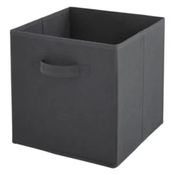 Lot de 12 paniers pliables en tissu gris anthracite 31 x 31 x 31 cm