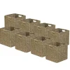 Lot de 8 paniers pliables en jonc de mer naturel 31 x 31 x 31 cm