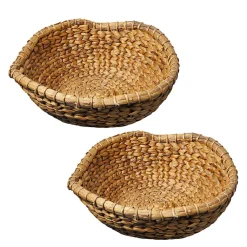 Lot de 2 paniers ronds corbeille 42 cm tissés en jacinthe d'eau - COVE