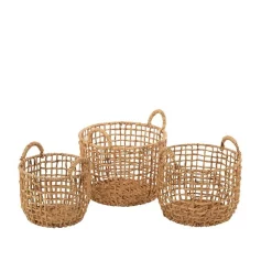 Lot de 3 paniers ronds en jacinthe d'eau