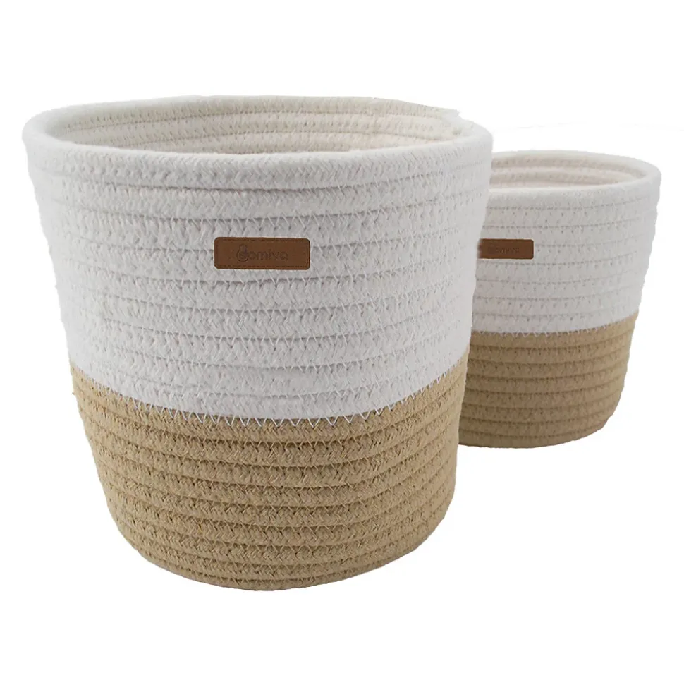 Lot de 2 panières de rangement pour bébé (18x16 cm - Naturel)