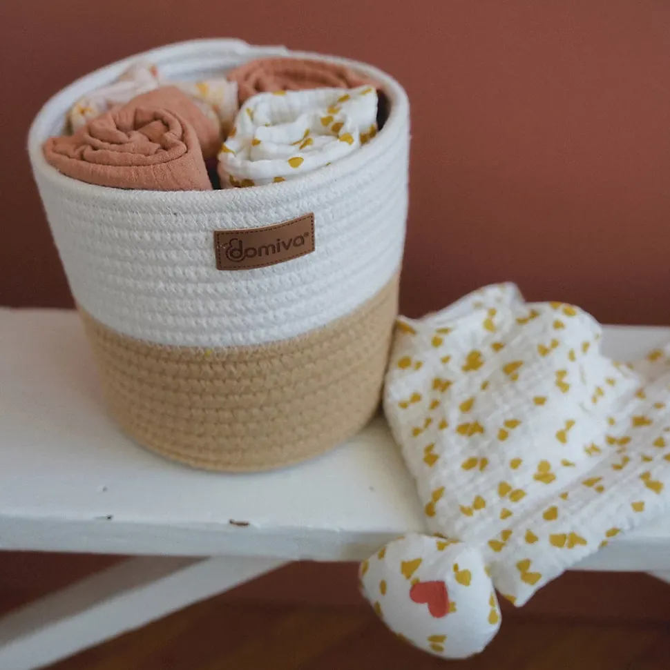 Lot de 2 panières de rangement pour bébé (18x16 cm - Naturel)