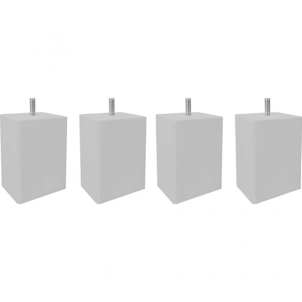 Lot de 4 pieds de meuble gris 10x7 carré bois de hêtre - PIEDS DE LIT