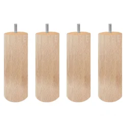 Lot de 4 pieds de meuble 15x6 rond en bois de hêtre - PIEDS DE LIT